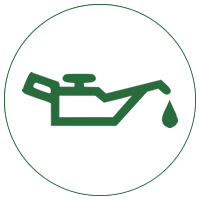 A green oil pump symbol in a black circle.